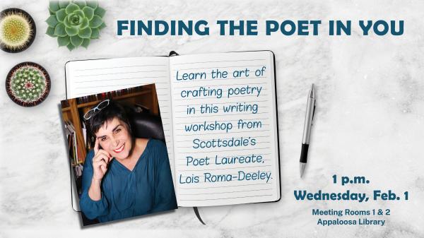Image for event: Finding the Poet in You with Scottsdale's Poet Laureate Lois Roma-Deeley